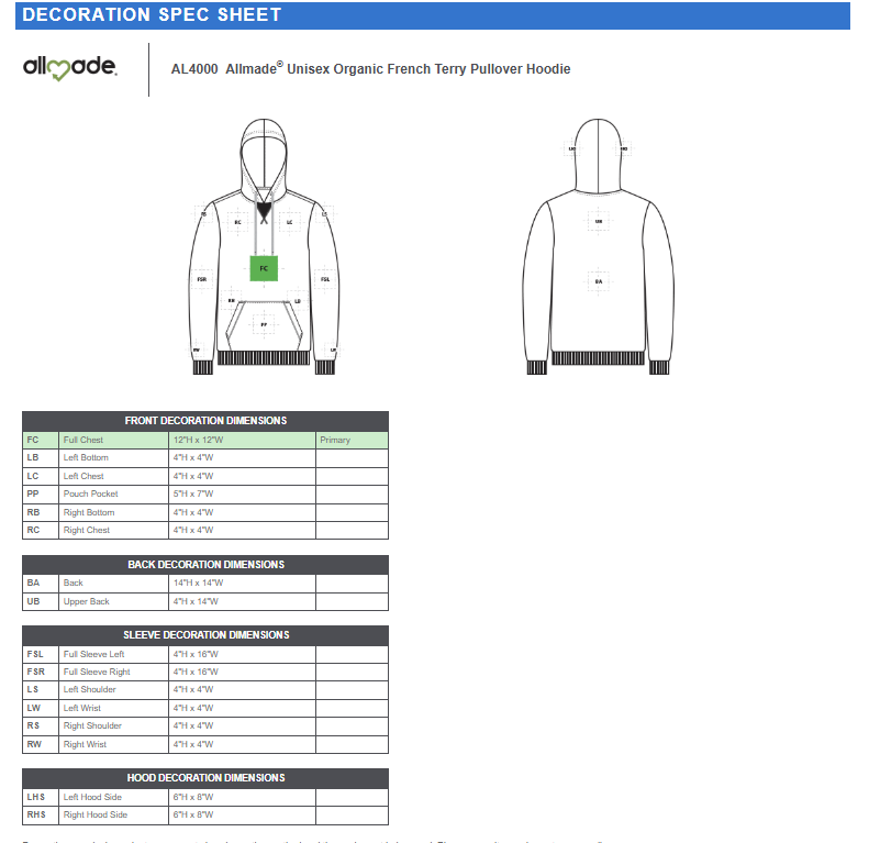 AL4000 AllmadeĀ® Unisex Organic French Terry Pullover Hoodie - Image 8