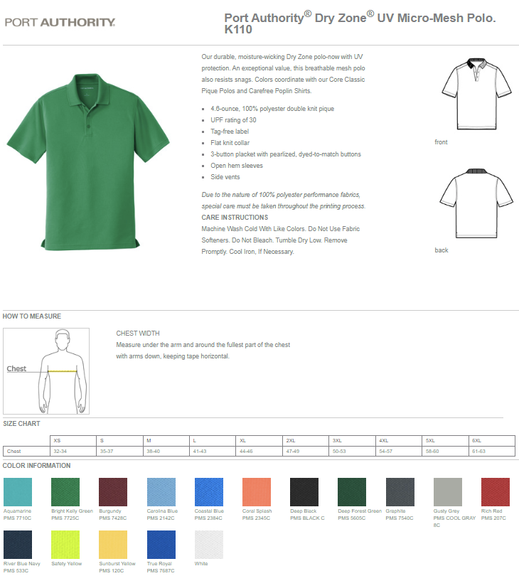 K110 Port Authority® Dry Zone® UV Micro Mesh Polo - Image 8