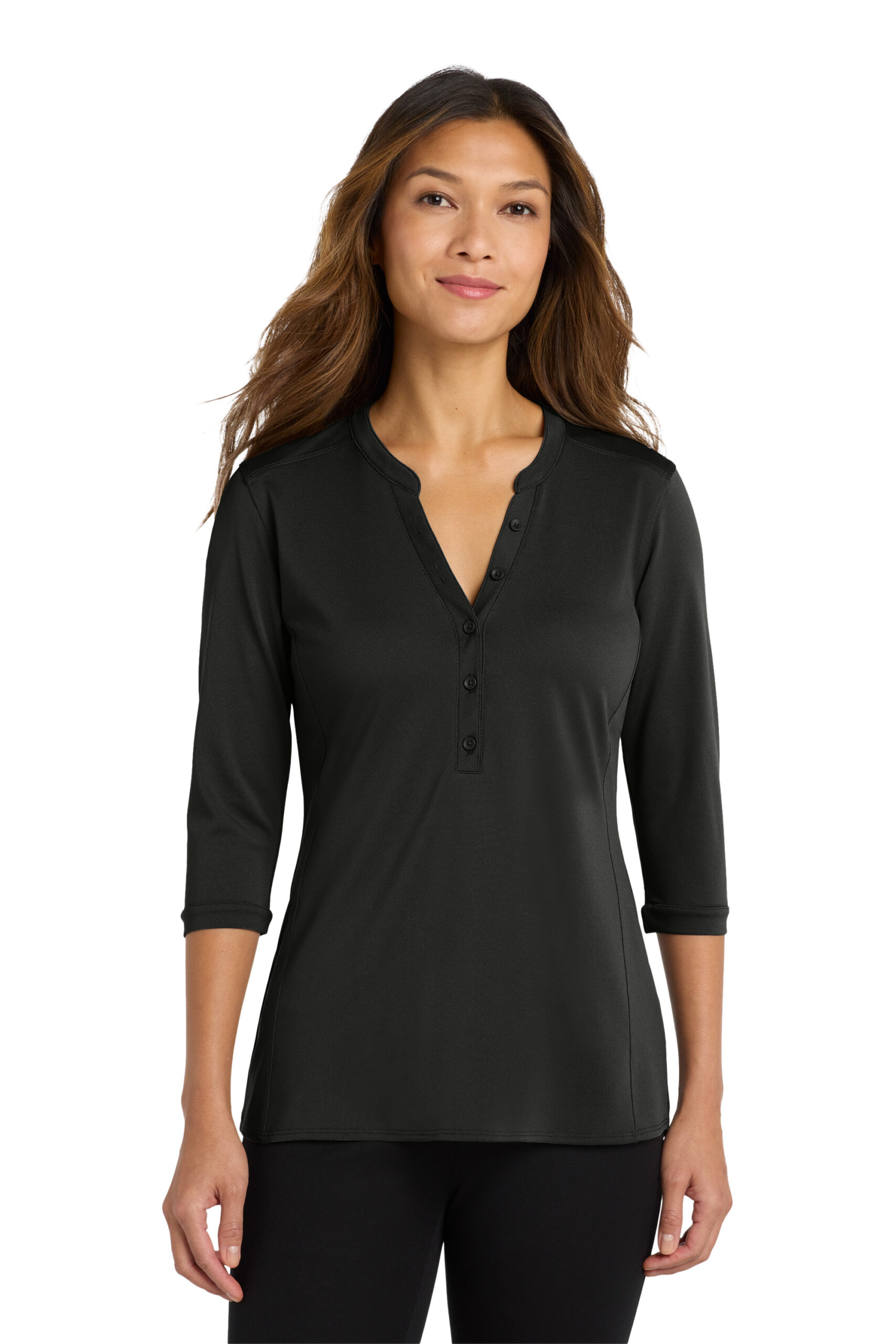 LK750 Port Authority Ladies UV Choice Pique Henley - Image 2