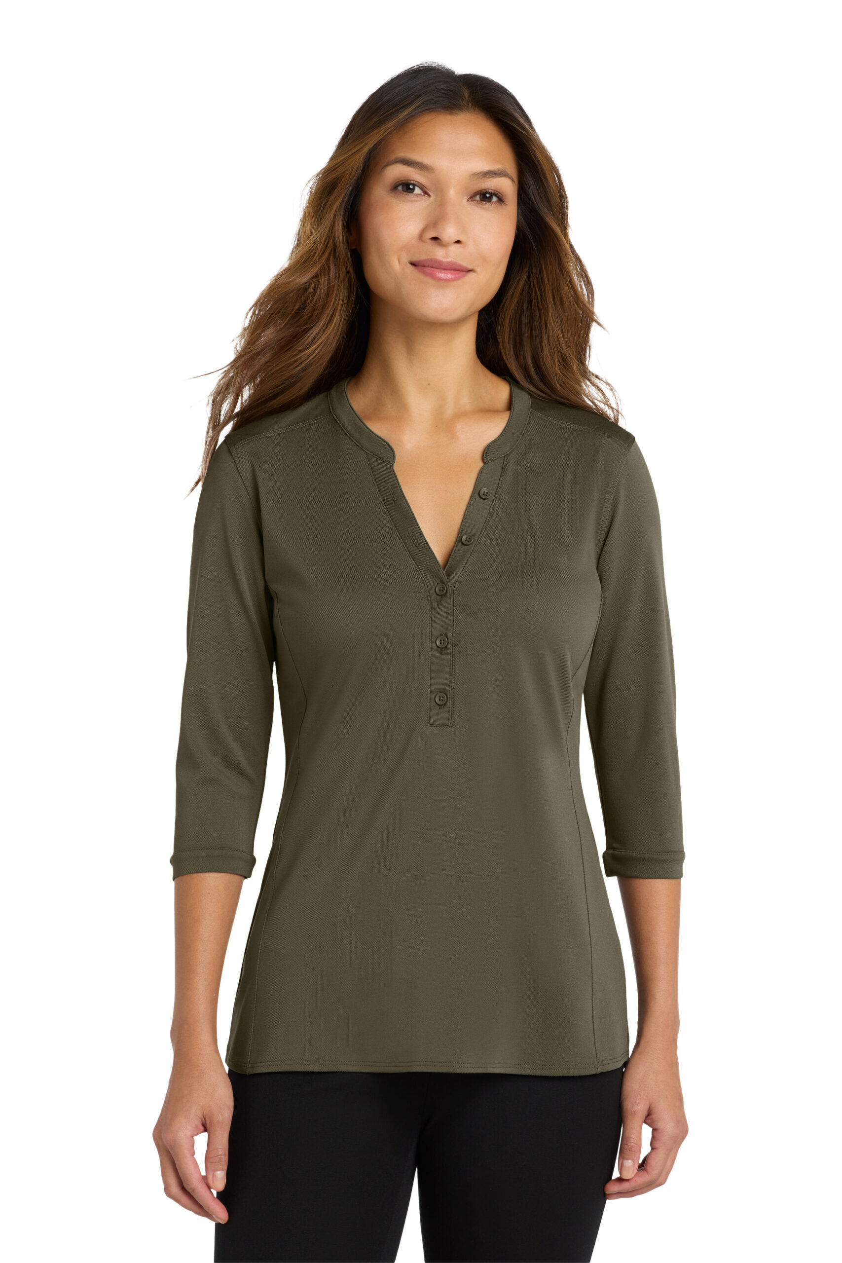 LK750 Port Authority Ladies UV Choice Pique Henley - Image 3